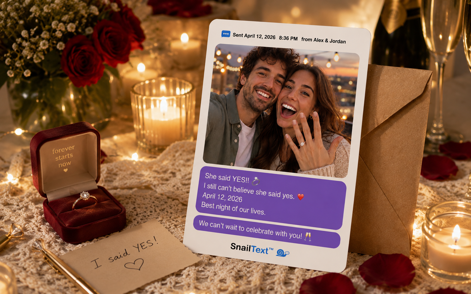 Engagement SnailText keepsake example